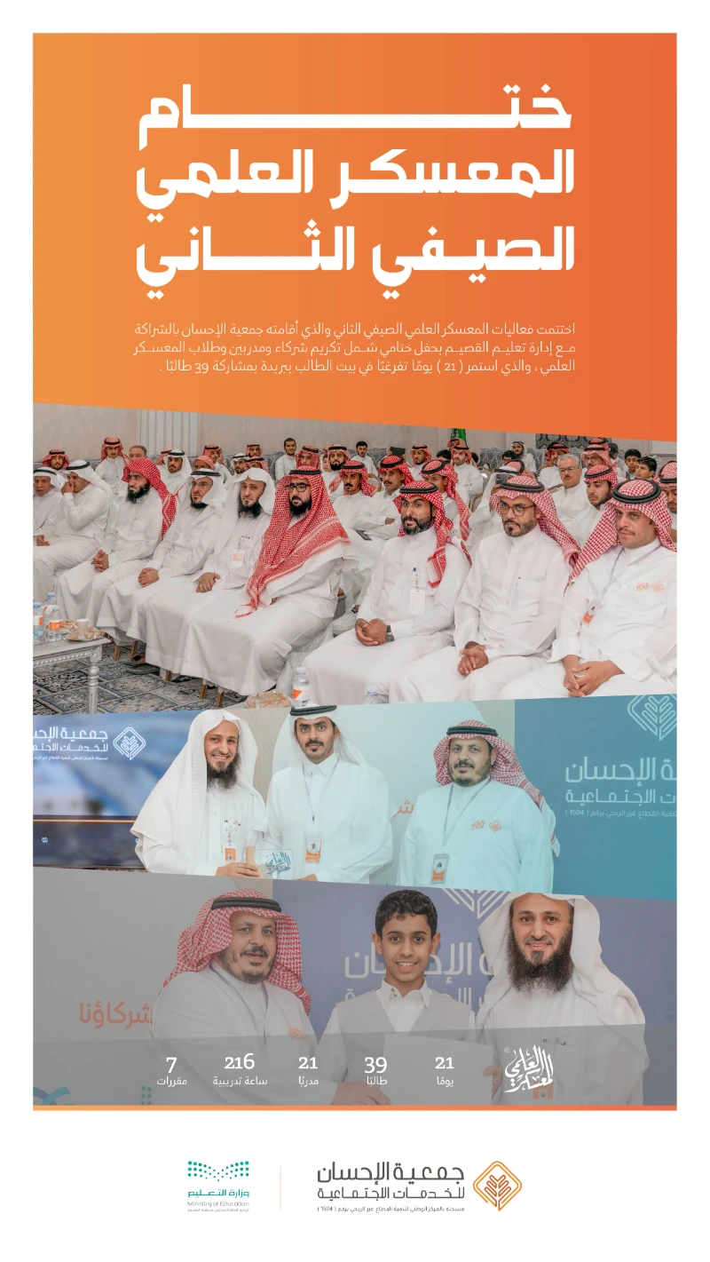 حفل ختام المعسكر العلمي الصيفي الثاني.