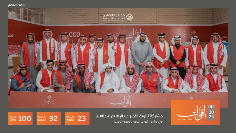 ثانوية الأمير عبد الإله بن عبد العزيز  تشارك طلابها في يوم الطالب التطوعي ضمن مشروع أقوات 8